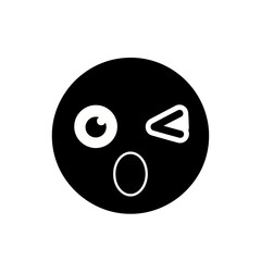 Fototapeta premium Surprised winking face silhouette isolated on white background