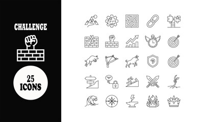 Discover 25 empowering challenge icons for your next project, perfect for illustrating resilience, growth, and overcoming obstacles in modern designs