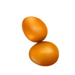 two eggs in brown shells, drawing, isolate, transparent background, png