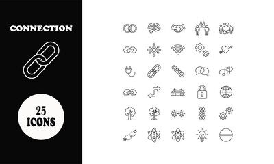 25 Line Art Icons for Connection, Communication, and Science Projects Offer a Modern and Sleek Design for Your Next Project