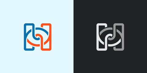 Modern abstract letter H logo with intertwined continuous lines.
