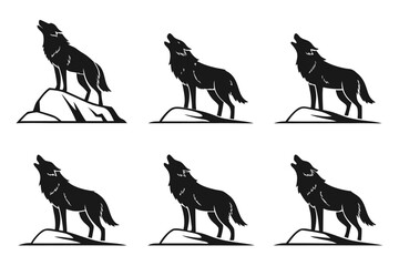 Fototapeta premium Minimalist realistic wolf icon set with bold colors