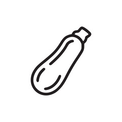 A minimalist line drawing of a zucchini vegetable isolated on a plain white background in simple style