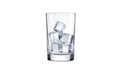  Refreshing glass tumbler filled with ice cubes isolated on transparent background