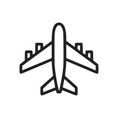 A simple line drawing of a plane with wings and tail on a white background in a minimalist style