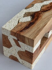 Abstract Wood and Stone Block