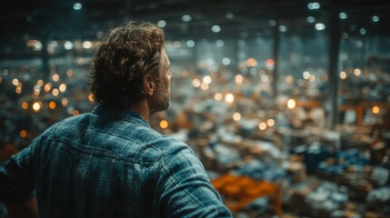 Man Contemplating Warehouse