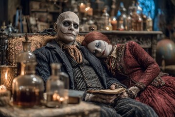Spooky Couple in a Vintage Setting