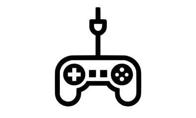 a black and white icon of a video game controllerapp, black, flat, game controller, icon, illustration, joystick, symbol, vector icon, video game, web 