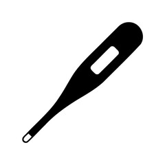 Minimalist graphic illustration of a digital thermometer against a white background
