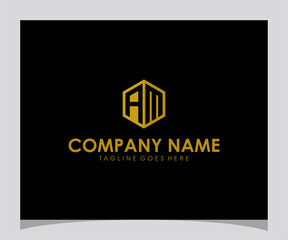 Hexagonal AM Logo Design Modern Emblem for Business Identity on Black Background