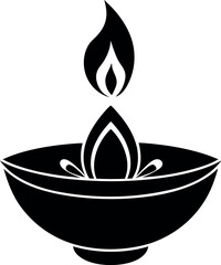 An elegant illustration vector design of a burning candle in a glass bowl or dish symbol