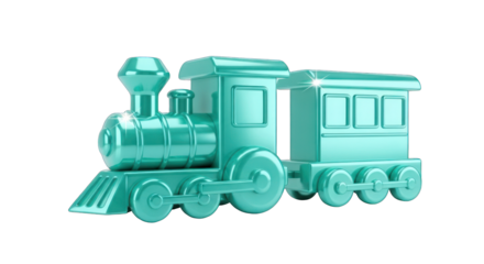 Shiny Teal Toy Train with Detailed Design.