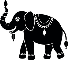 A cartoon vector illustration of a baby elephant with a big trunk, isolated on white background for zoo or safari design