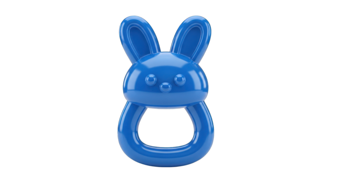 Blue Bunny-Shaped Teether Toy for Babies.
