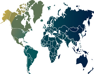 Obraz premium Half globe of Earth with continents Africa, Asia, America, Europe, and Australia in global geography and international business vector, no background.
