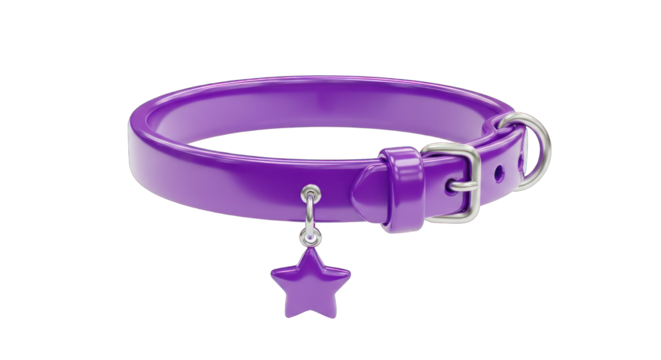 Glossy Purple Pet Collar with Star Charm.
