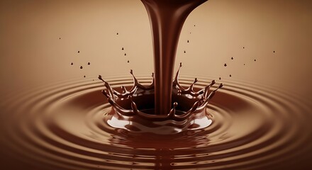 Chocolate Splash: Liquid Flow Creates Ripples and Crown Formation