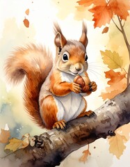 Eichhörnchen auf Eichenast