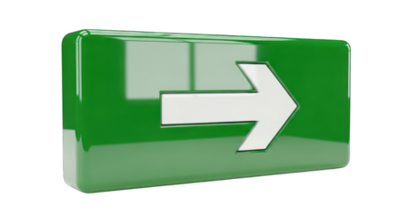 Green Rectangular Sign with White Arrow Pointing Right.