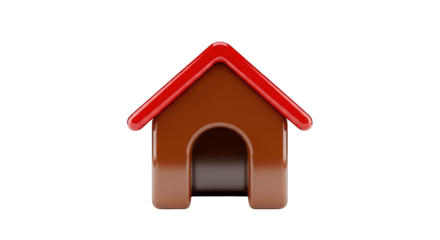 Brown Dog House with Red Roof and Archway.