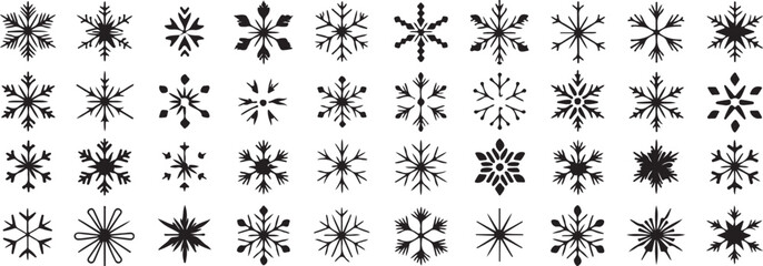 Snowflake winter pattern black on white background