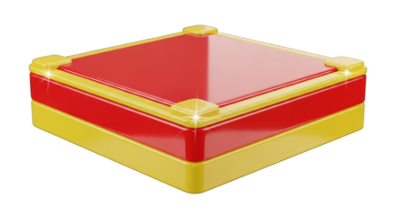 Red and Yellow Geometric Box with Square Accents.