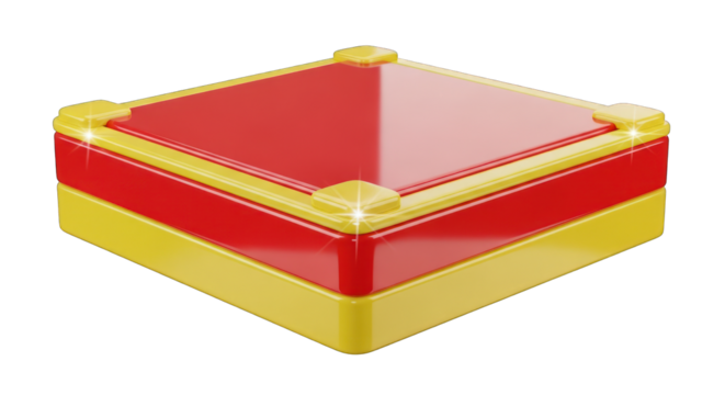 Red and Yellow Geometric Box with Square Accents.
