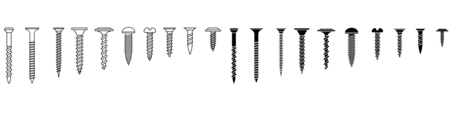 Self-tapping screw icon vector set. screw illustration sign collection. Dowel symbol. screw-bolt logo.