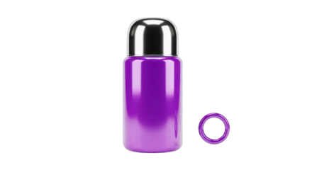 Purple Bottle with Silver Cap and Ring.