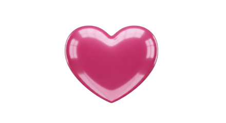 Glossy Pink Heart Shape Isolated on White.