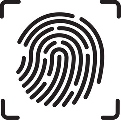 Fingerprint scan icon in Black flat and line style vector biometric security symbol bundle with identity, touch ID, login and authentication synonyms
