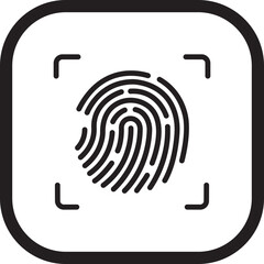 Fingerprint scan icon in Black flat and line style vector biometric security symbol bundle with identity, touch ID, login and authentication synonyms