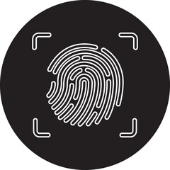 Fingerprint scan icon in Black flat and line style vector biometric security symbol bundle with identity, touch ID, login and authentication synonyms