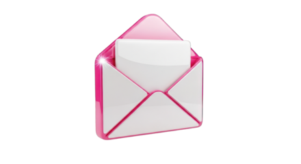 Pink Envelope with White Card Inside Shiny Design.
