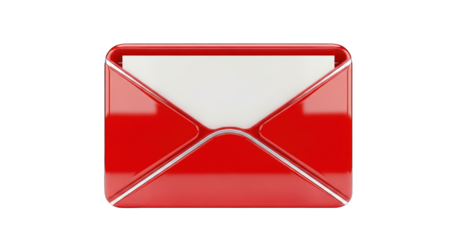 Glossy Red Envelope with White Paper Inside.