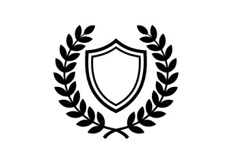 Obraz premium Vector art of shield with laurel wreath around it