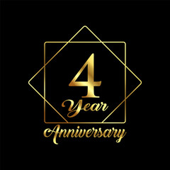 4 Year Anniversary wedding wish lettering text vector illustration.