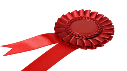 A red rosette of victory cut out on PNG. AI GENERATED.
