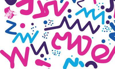 Abstract shapes and dots in pink blue and purple background