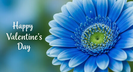 Blue flower with Valentine's Day greeting.