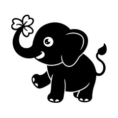 baby elephant holding a flower with its trunk