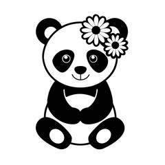 baby panda wearing a flower crown and holding