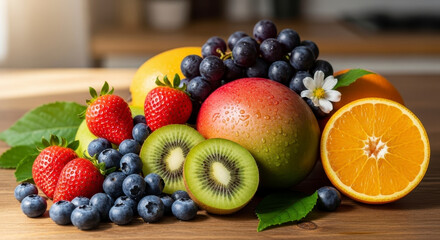 Fresh and vibrant mixed fruit assortment.