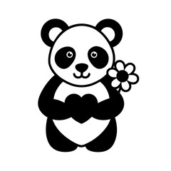  panda holding a heart shaped flower with a floral.