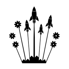 rocket shaped flowers flying to the sky