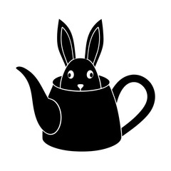 rabbit peeking out from a teapot for kids
