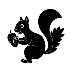 squirrel with acorns and leaves around for kids