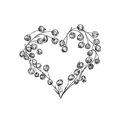 Heart shaped floral wreath vector design element for valentine's day and wedding invitation card decoration