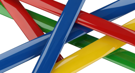 Intersecting Colorful Plastic Sticks: Red Blue Green and Yellow.
